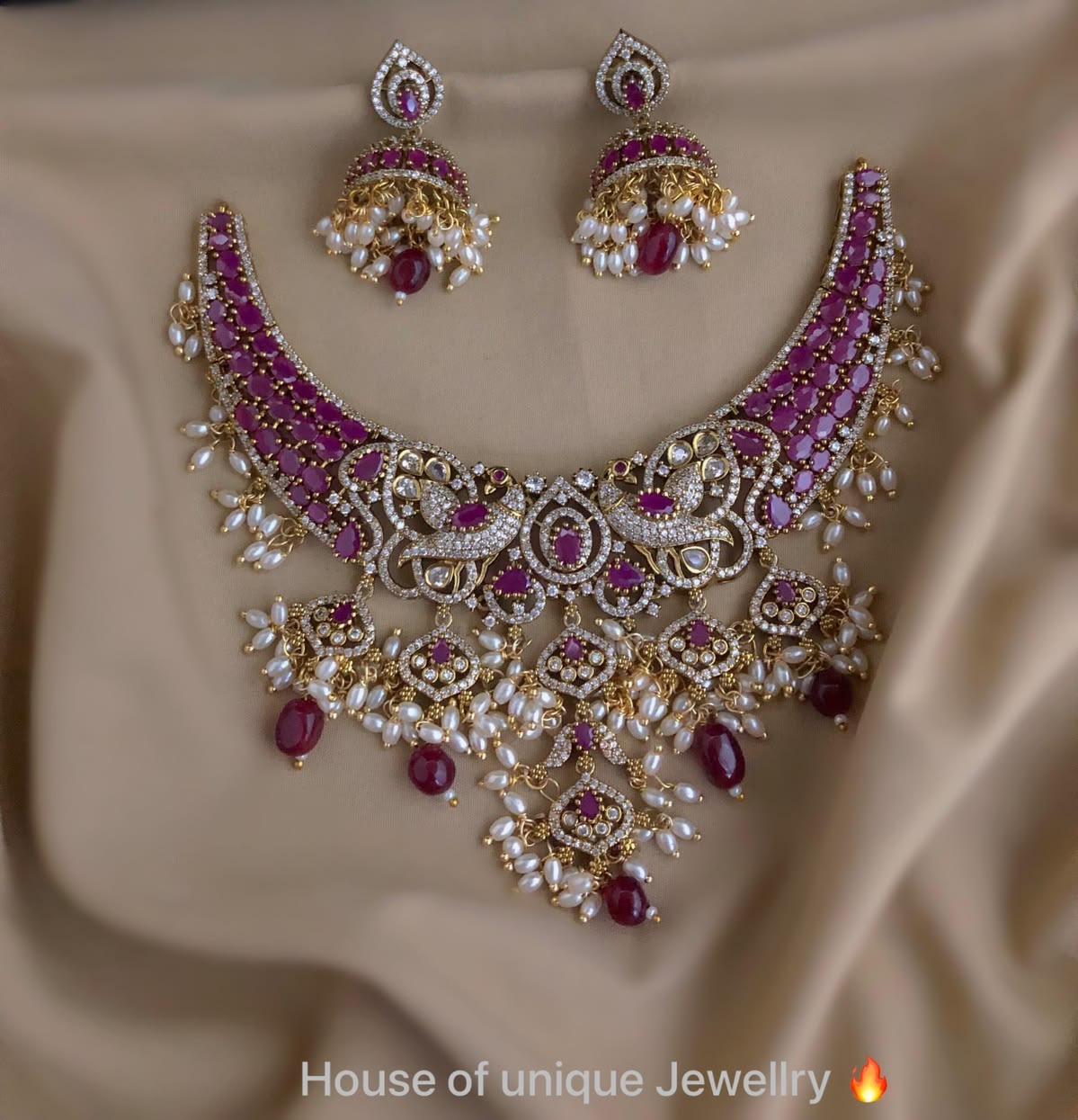 Heritage Sparkle Look Necklace Jhumki Set