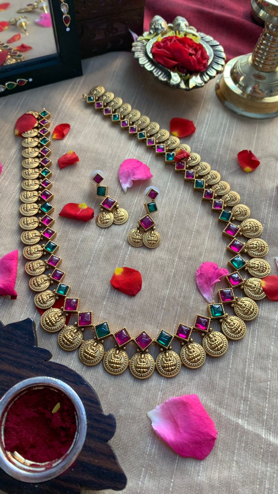Bridal Lakshmi Coin AD Stone Haram
