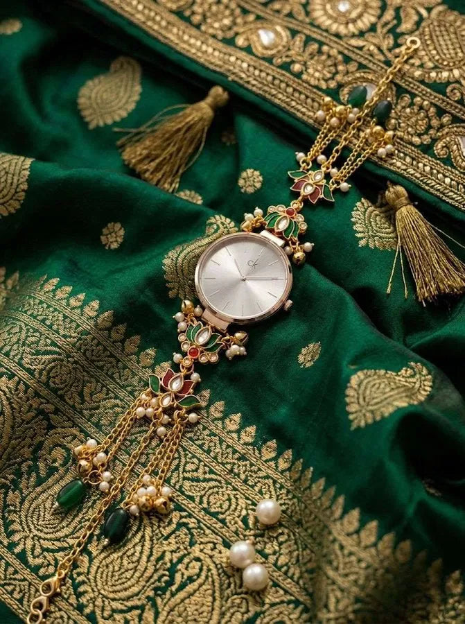 Imperial Emerald Ruby Enamel Kashmiri Watch