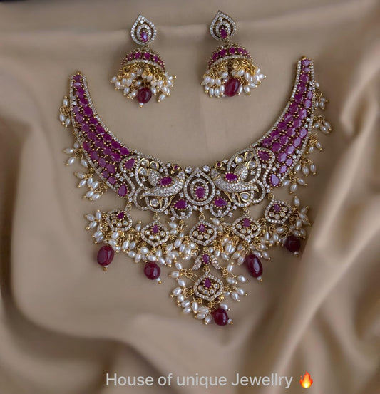 Heritage Sparkle Look Necklace Jhumki Set