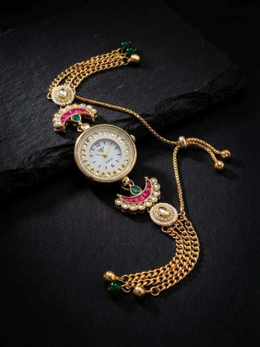 Heena Look Kundan Bracelet Watch