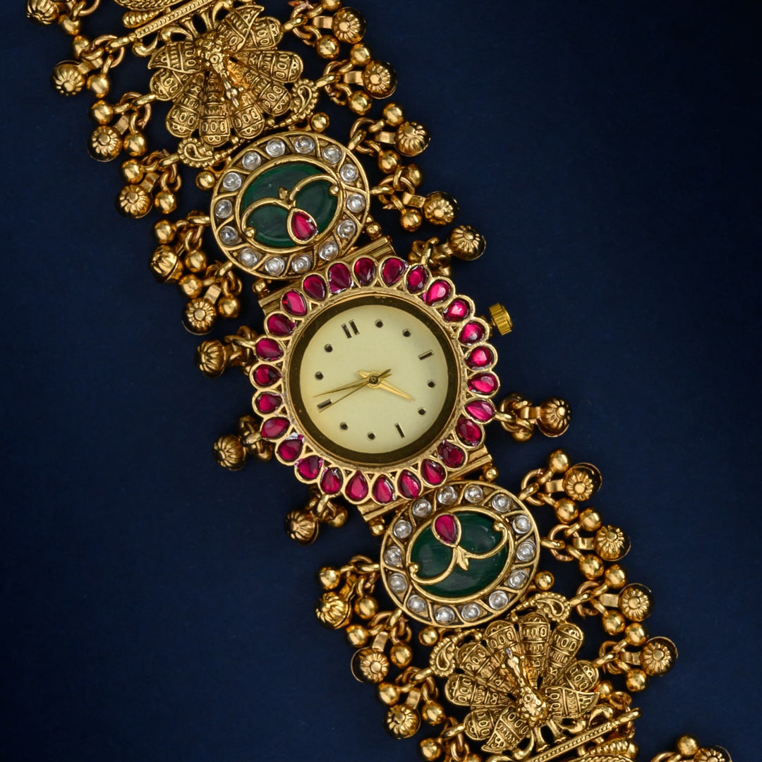 Antique Jadau Kundan Cream Designer Watch