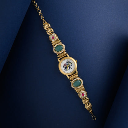 Antique Jadau Kundan Elephant White Designer Watch
