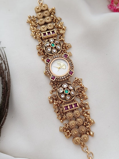 Antique Jadau Kundan Watch kashmiri Watch