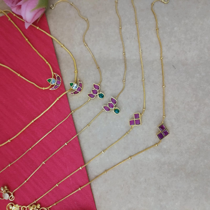 Gold Plated Colorful Stone Bridal Anklets
