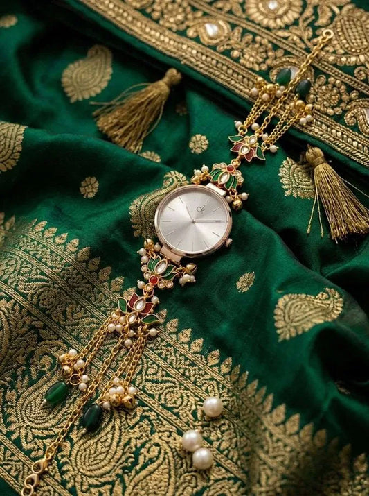 Imperial Emerald Ruby Enamel Kashmiri Watch